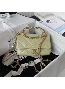 Small Flap Bag Lambskin & Gold-Tone Metal AS3749 Lime A